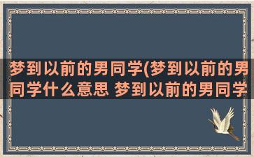 梦到以前的男同学(梦到以前的男同学什么意思 梦到以前的男同学是什么征兆)